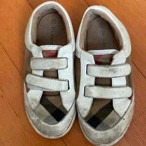 Well worn Burberry Kids' White and Brown Plaid Sneakers